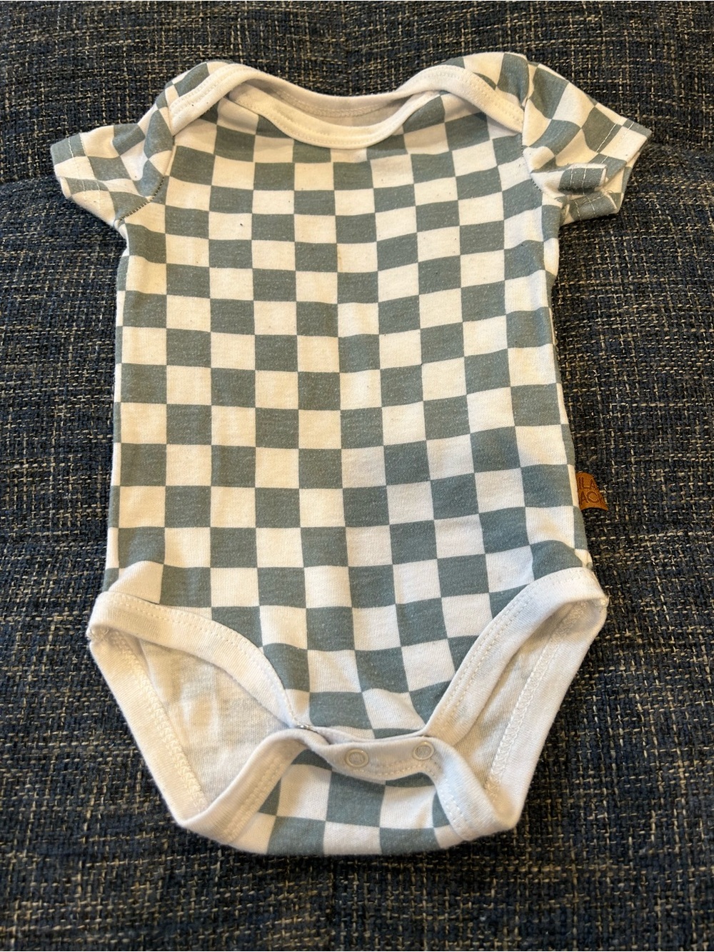 Lila & Jack Checkerboard Onesie Green White